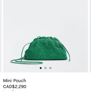 Brand New Bottega Vanetta Mini pouch curly raffia